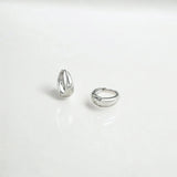 Sterling silver dome huggie hoop earrings for women with rhodium vermeil, hypoallergenic