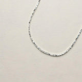 Sterling silver faceted bead necklace for women with rhodium vermeil, hypoallergenic Gleam design
