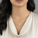 White Enamel Bloom Gold Necklace - Iris
