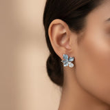 Blue Enamel Bloom Silver Earring - Iris