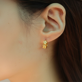 Tulle Textured Gold Woven Sparkle Huggie Hoops