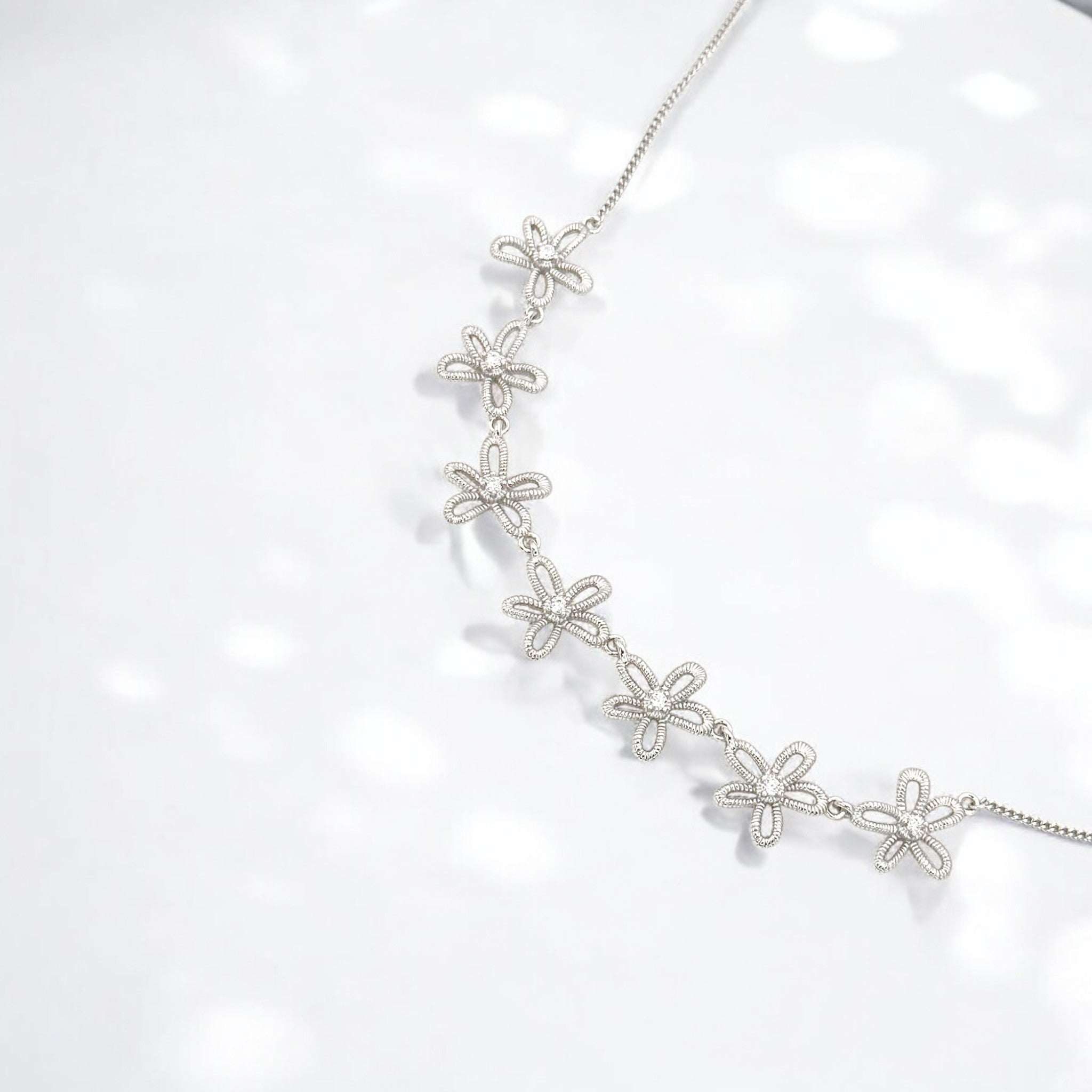 Silver Sparkle Petite Chain - Everbloom made from sterling silver with rhodium finish, minimalist design by Hermin Jewelry