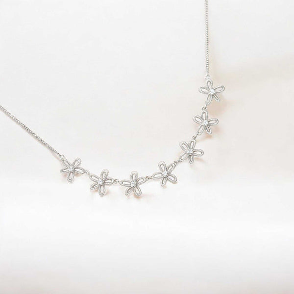Silver Daisy Chain Necklace | CZ Flower - Everbloom – Hermin