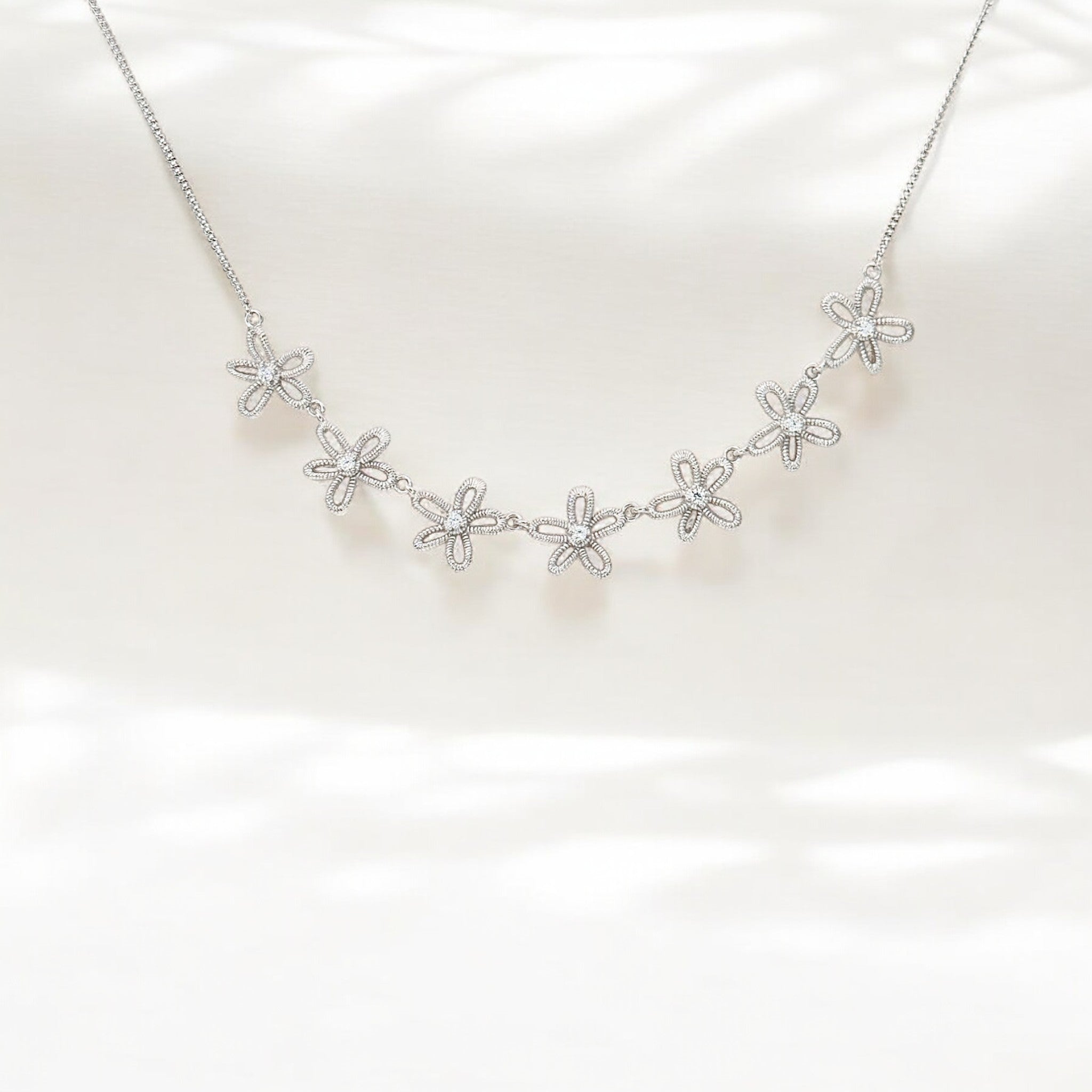 Silver Sparkle Petite Chain - Everbloom made from sterling silver with rhodium finish, minimalist design by Hermin Jewelry