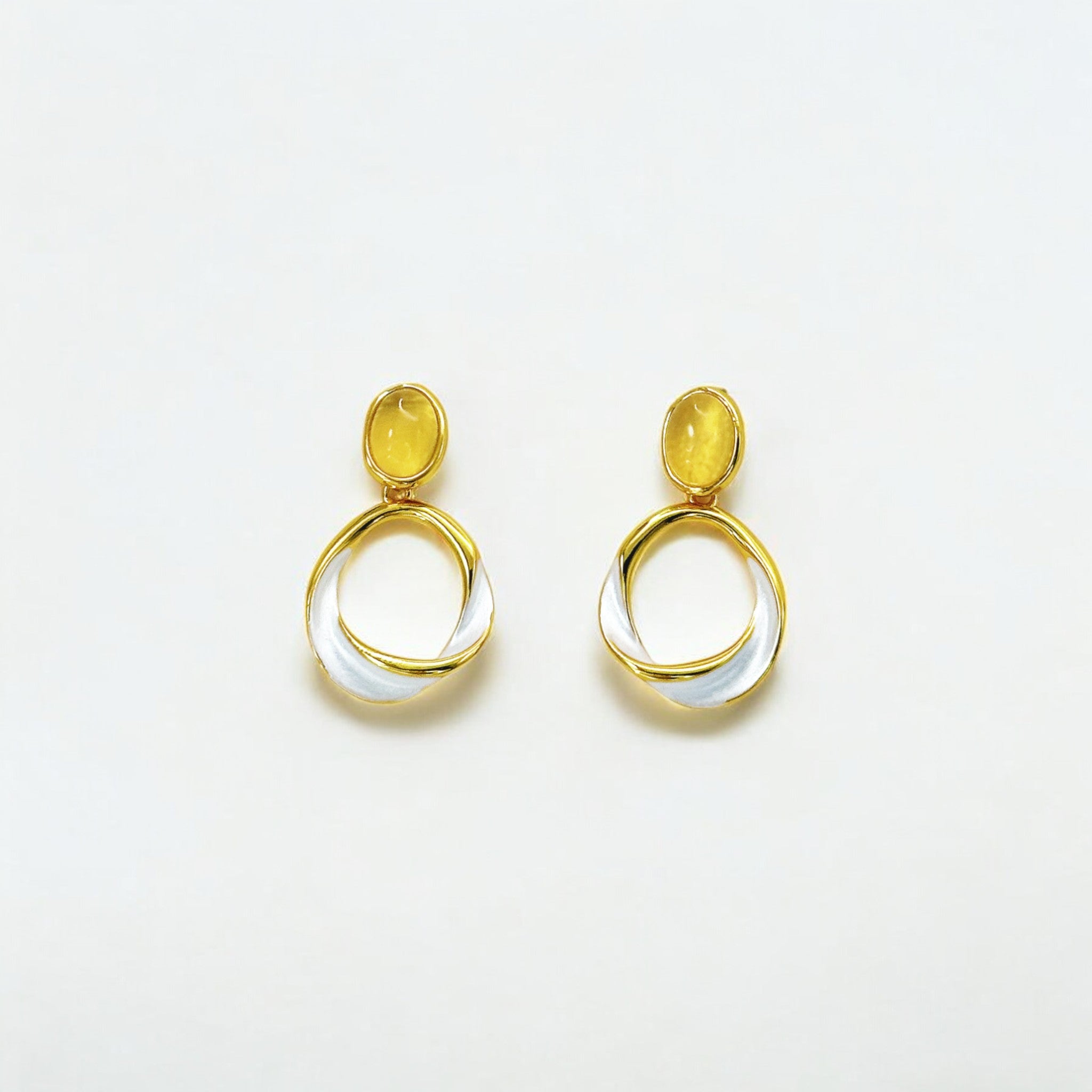 Gold Chalcedony Enamel Drop Earrings – Solara in premium vermeil finish, hypoallergenic and made to shine