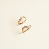 Gold Baguette Curve Huggies - Aurora