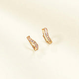 Gold Baguette Curve Huggies - Aurora