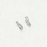 Silver Baguette Curve Huggies - Aurora