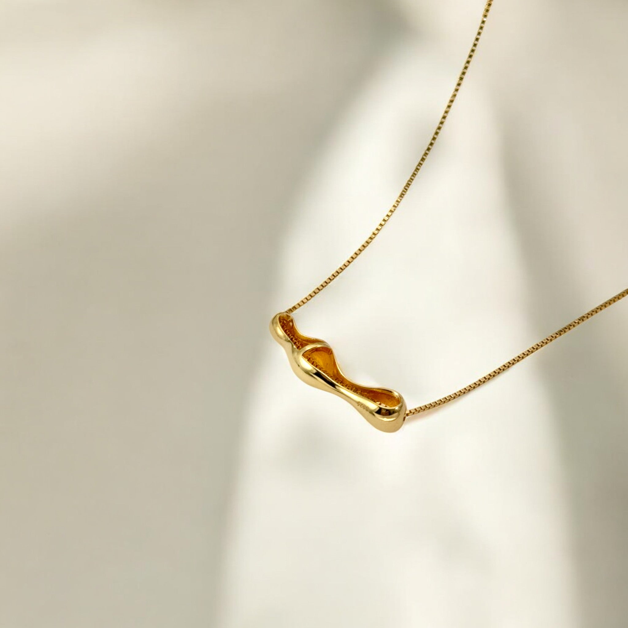 Gold Kinetic Bar Necklace - Dew made from 18k gold vermeil over sterling silver, minimalist design by Hermin Jewelry