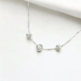Tulle Textured Triad Orb Necklace - Mercury made from 18k gold vermeil or sterling silver, minimalist design by Hermin Jewelry
