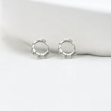 Tapered Baguette Silver Huggie Hoops crafted with premium sterling silver with rhodium finish, hypoallergenic and tarnish-resistant