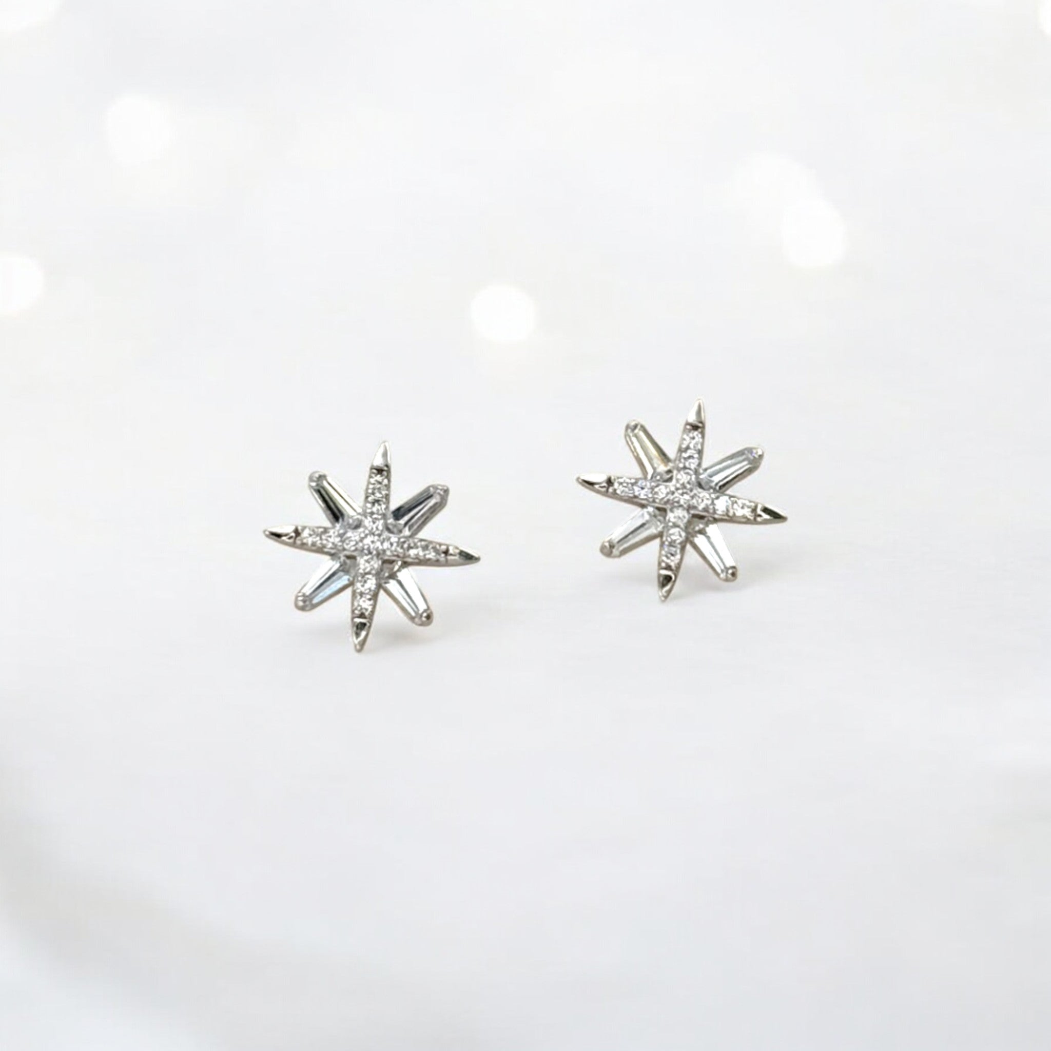 North Star Silver Stud Earrings crafted with premium sterling silver with rhodium finish, hypoallergenic and tarnish-resistant