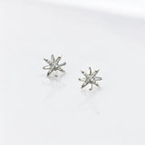 North Star Silver Stud Earrings made from sterling silver with rhodium finish, minimalist design by Hermin Jewelry