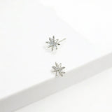 North Star Silver Stud Earrings made from sterling silver with rhodium finish, minimalist design by Hermin Jewelry