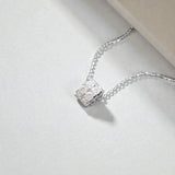 Moissanite solitaire pendant necklace in silver with delicate chain, keepsake jewelry