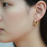 textured gold vermeil silver hoop with sparkling CZ stone for everyday wear