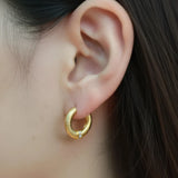 Gold vermeil sterling silver sparkle hoop earrings for women with tulle texture designed by Hermin, hypoallergenic
