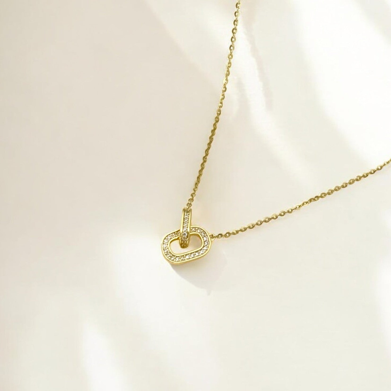 Eternal Bond - Mini Pavé Link Gold Necklace made from 18k gold vermeil over sterling silver, minimalist design by Hermin Jewelry