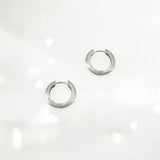 Tulle Textured Silver Everyday Hoops - 16mm made from sterling silver with rhodium finish, minimalist design by Hermin Jewelry