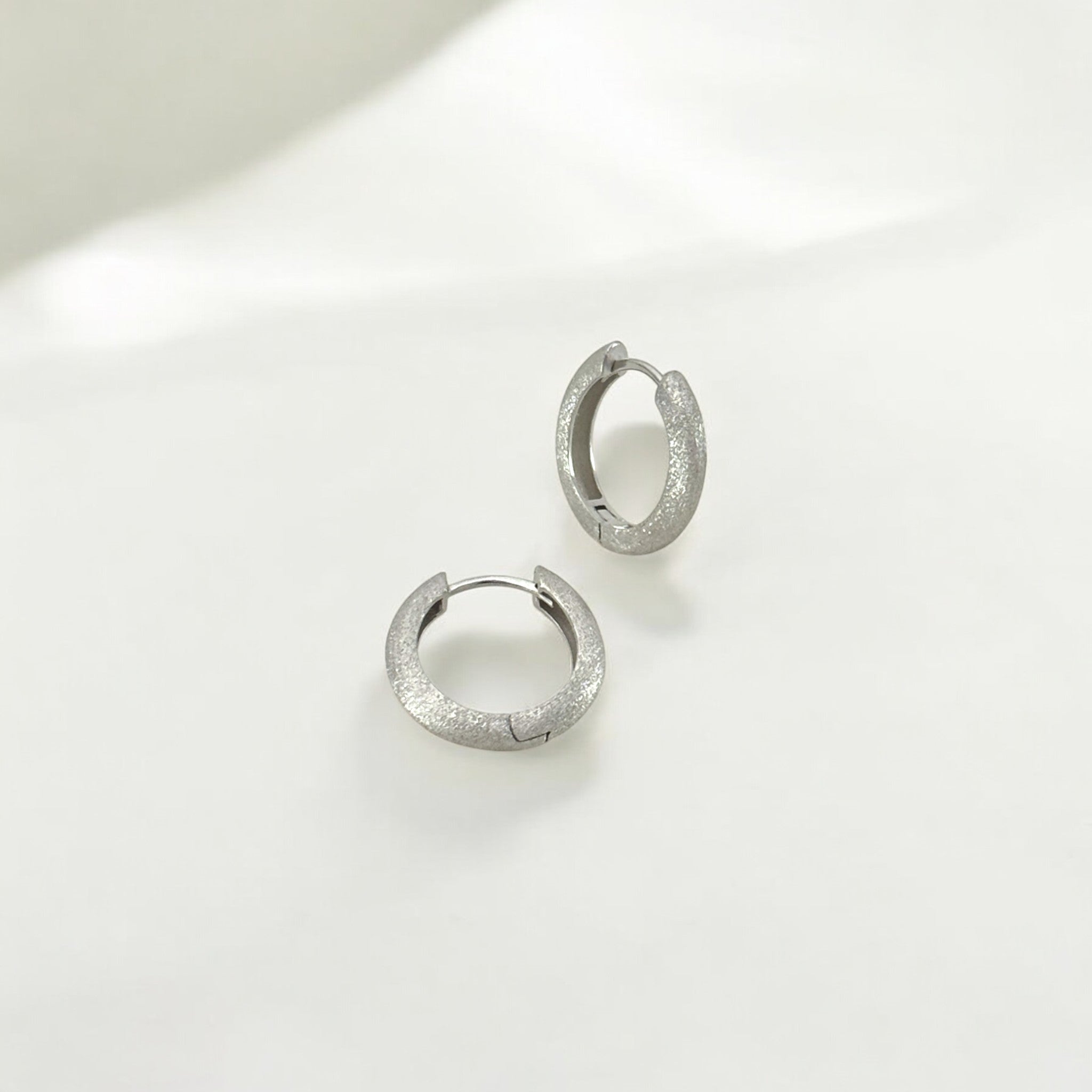 Tulle Textured Silver Everyday Hoops - 16mm crafted with premium sterling silver with rhodium finish, hypoallergenic and tarnish-resistant
