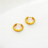Tulle Textured Gold Everyday Hoops - 16mm made from 18k gold vermeil over sterling silver, minimalist design by Hermin Jewelry