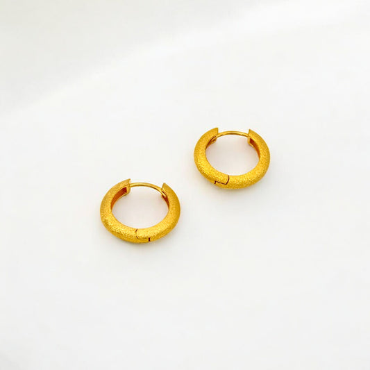Tulle Textured Gold Everyday Hoops - 16mm made from 18k gold vermeil over sterling silver, minimalist design by Hermin Jewelry