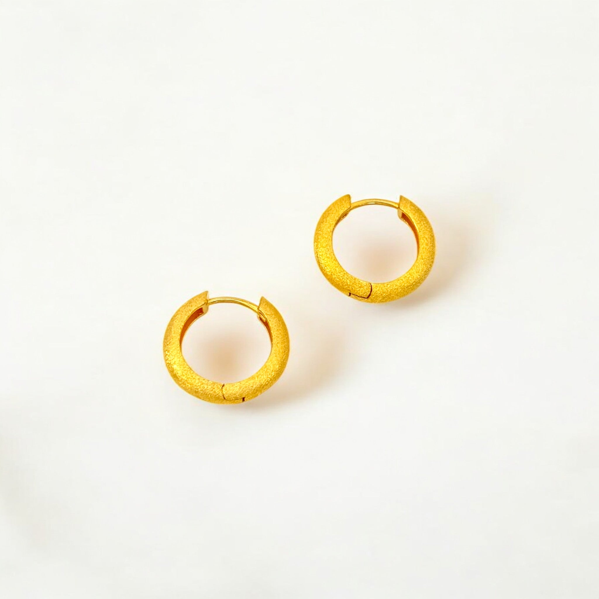 Tulle Textured Gold Everyday Hoops - 16mm crafted with premium 18k gold vermeil over sterling silver, hypoallergenic and tarnish-resistant