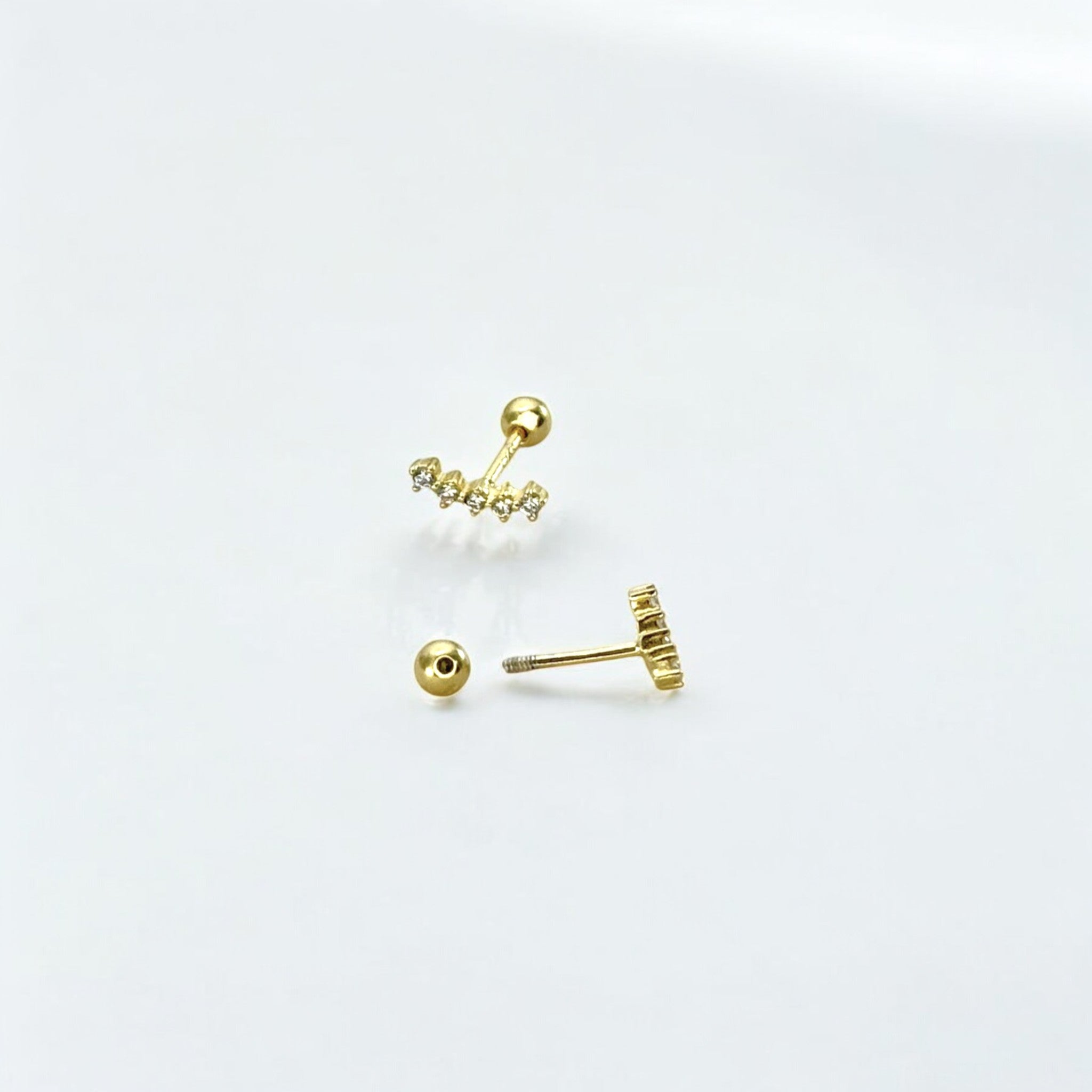 Threaded Screw-Back Climber Studs made from 18k gold vermeil or sterling silver, minimalist design by Hermin Jewelry