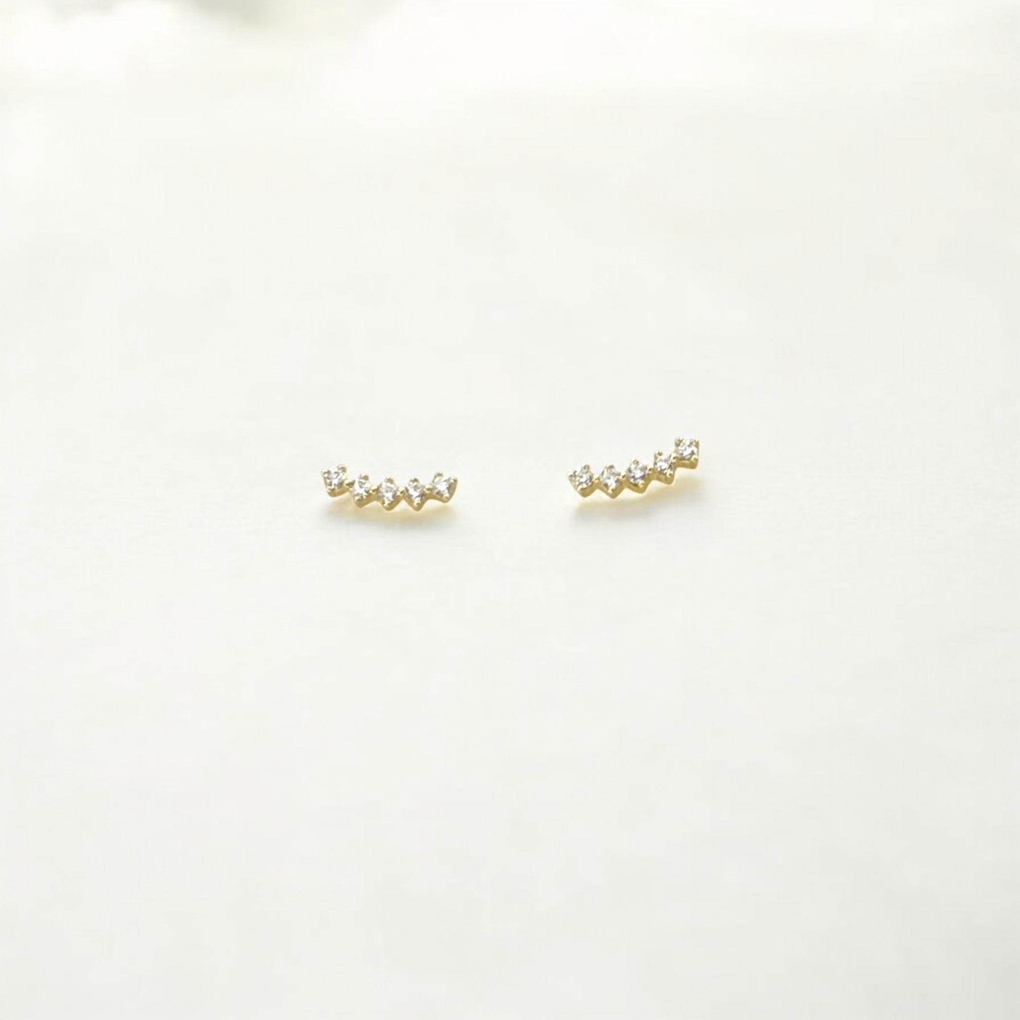 Threaded Screw-Back Climber Studs made from 18k gold vermeil or sterling silver, minimalist design by Hermin Jewelry