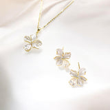 White Enamel Bloom Gold Earrings - Iris