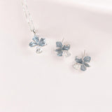 Blue Enamel Bloom Silver Earring - Iris