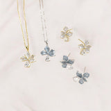 Blue Enamel Bloom Silver Earring - Iris